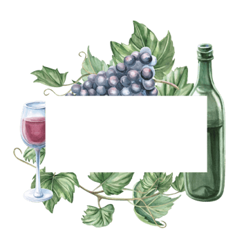 Round frame with bunches of ripe dark grapes. Isolated watercolor illustration for design of wine labels, signs for bars and restaurants, menus, printing on postcards and posters. png