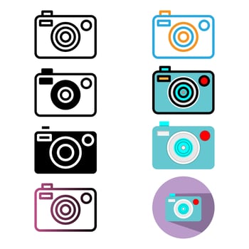 Set Camera Icon. Editable Stroke Icon Collection. Can be used for websites and mobile apps. vector