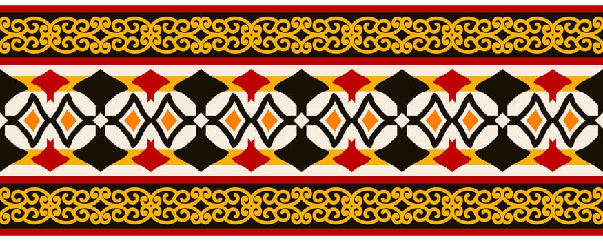 Hand drawn ethnic abstract oriental border with vintage pattern. vector