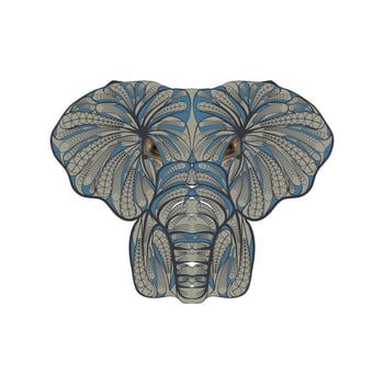 colorful elephant head illustration with decorative floral pattern in artistic ethnic style vector