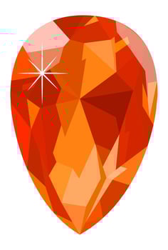 Bright orange gemstone with a teardrop shape, shining with an intense sparkle, reflecting light on a clean white background creating a luxurious and elegant image vector