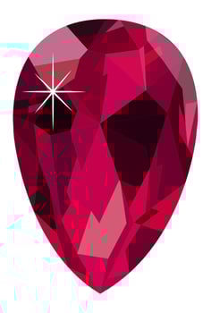 Large pear shaped ruby gemstone featuring exquisite facets reflecting light, creating a dazzling sparkling effect, beautifully isolated against a pristine white background vector