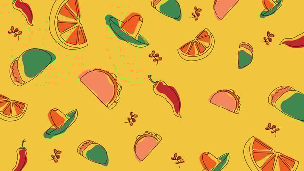 Citrus and taco fiesta background vector
