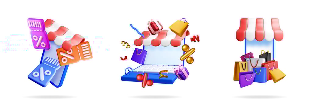 Online shopping promotions and stores illustration vector
