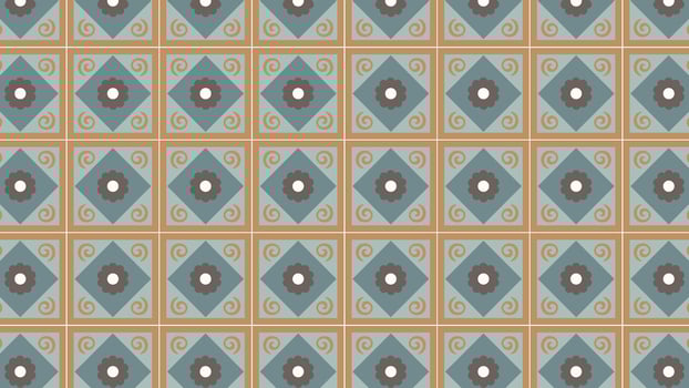 Beige blue daisy tile background vector