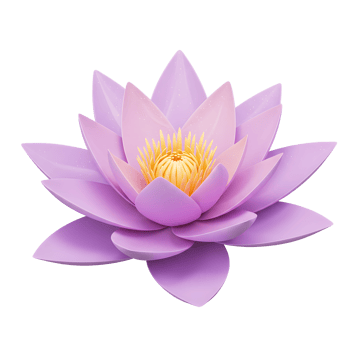 A stylized purple lotus flower with yellow center is depicted on a white background, ideal for graphic design projects. png