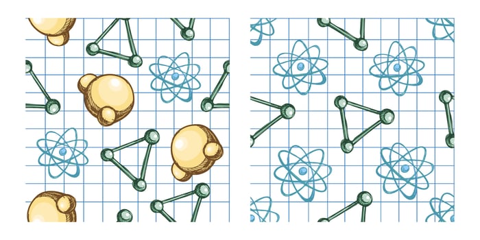 Science patterns with atoms and molecules vector