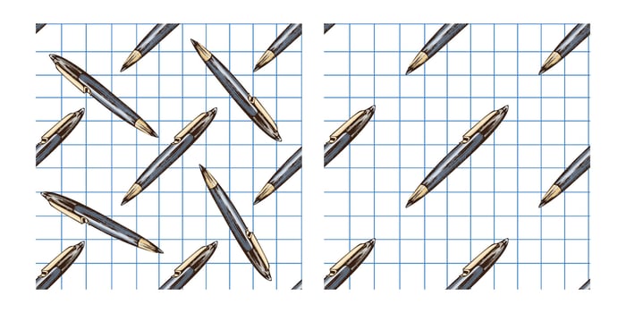 Pens on a grid background pattern vector