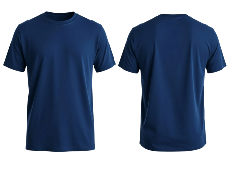 Navy blue t-shirt in front and back view, mockup isolated on transparent background. png
