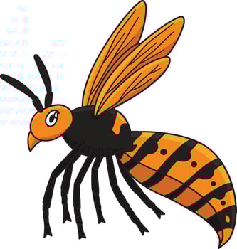 Insect Hornet Animal Cartoon Colored Clipart vector