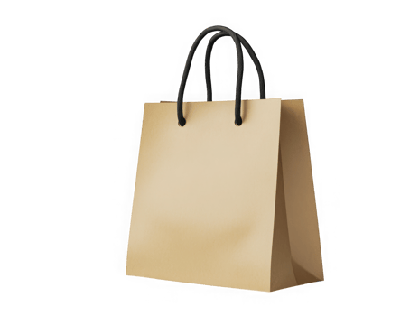 Isolated tan paper bag with rope handles png