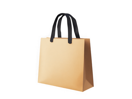 Isolated tan shopping bag with dark handles png