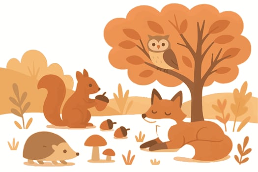 an illustration of animals in the forest vector