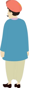 A cartoon man in a blue shirt and red hat vector