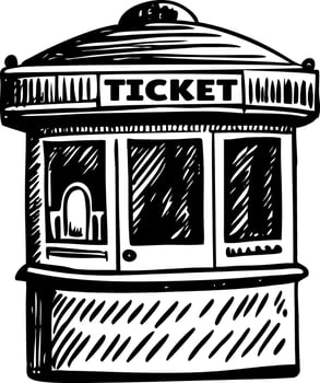 A sketchy style illustration showing ticket booth vector
