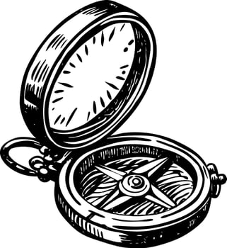 A vintage style illustration showing engraved compass vector
