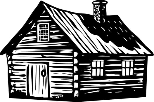 A glyph style illustration representing rustic cabin vector