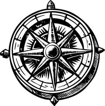 A vintage style illustration showing ship compass vector
