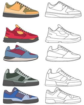 Footwear Illustration Pack Streetwear Sneaker Designs vector