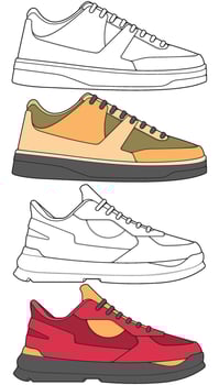 Outline Sneaker Pack Hand Drawn Shoes for Fashion Projects vector