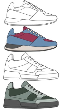 Trendy Sneakers Bundle Handcrafted Footwear for Branding Projects vector