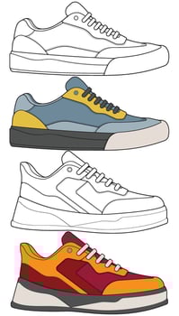 Sneakers Line Art Bundle Fashion Footwear for Designers vector