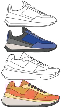 Fashion Sneakers Kit Handcrafted Shoe Illustrations for Creative Use vector