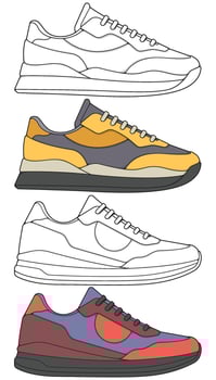 Streetwear Sneakers Set Hand Drawn Shoes for Fashion and Apparel Design vector