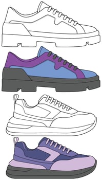 Sneaker Illustration Pack Hand Sketch Style Footwear Collection vector