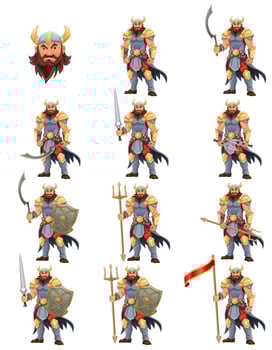Viking character designs with various weapons vector