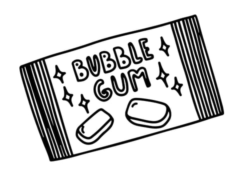 Bubble gum pillows doodle sketch vector