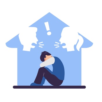 Person feeling distressed in a home setting vector