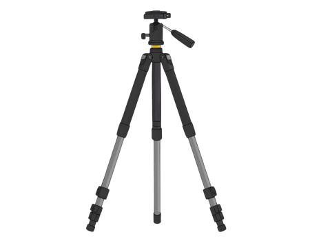 A sleek and sturdy cartoon-style camera tripod png