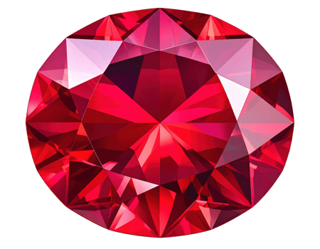 Brilliant red ruby gemstone with faceted cuts and sparkling reflections png