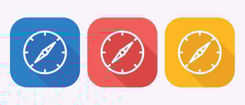 Colorful Compass Icons Pointing the Way Navigational Theme Mobile App Design Elements UI Kit vector
