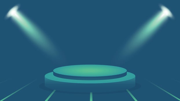 Empty stage with bright spotlight lighting vector