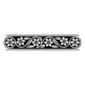 Elegant Floral Border, Vintage, Decorative Element - Blackandwhite - Ornamental vector