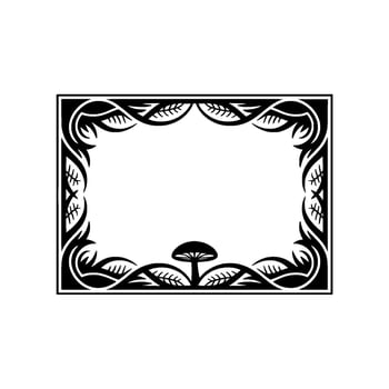 Intricate Botanical Frame, Mystical Mushroom Detail vector