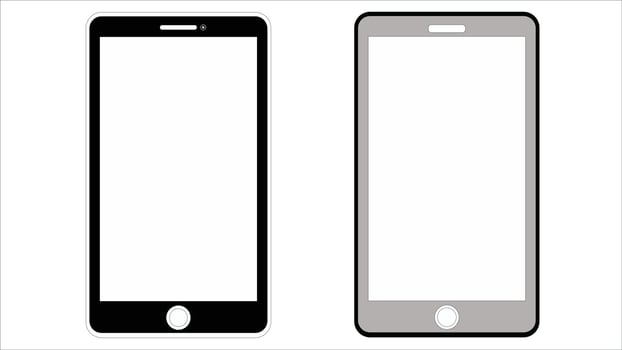 two smartphones with blank screens on a white background vector