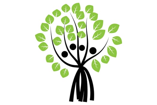 Green family tree with leaves vector