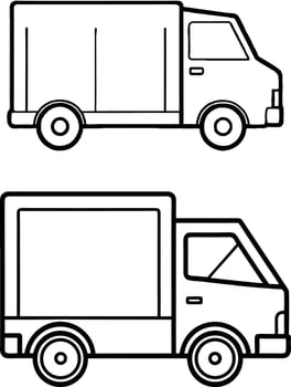 Delivery Trucks Line Art Illustration of Commercial Vehicles vector
