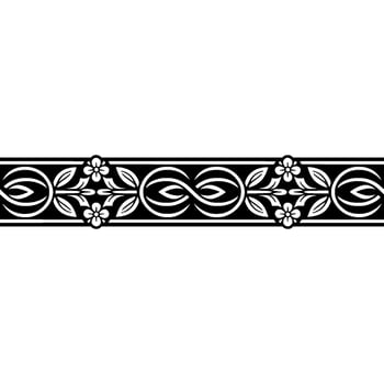 Elegant Black Floral Border, Vintage - Art nouveau - Ornamental vector