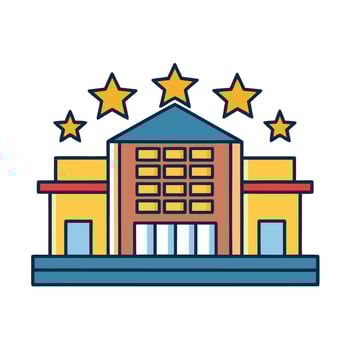 Illustration of High-Rated Building with Stars Above, Ideal for Presentations vector
