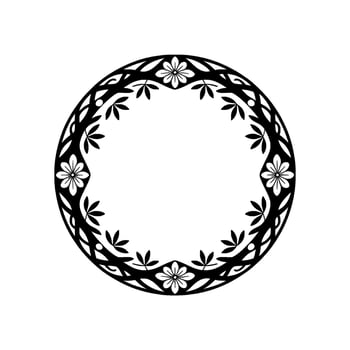 Intricate Floral Circle Frame, Vintage Style - Ornament vector