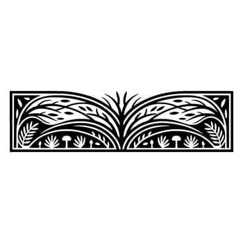 Stylized Botanical Border, Vintage Illustration - Symmetry vector