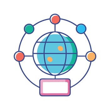 Global network illustration showing worldwide connections, communication and international business relations vector