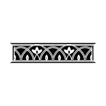 Ornate Black White Decorative Border, Art Nouveau Inspired vector