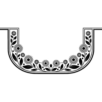 Elegant Botanical U-Shape Ornament, Vintage vector