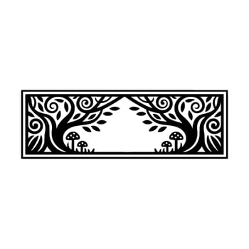 Intricate Forest Frame, Stylized Tree Mushroom Motif vector