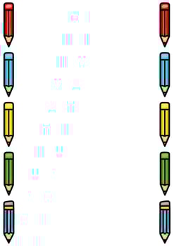 Colorful Pencil Border Frame A vibrant illustration featuring a vertical arrangement of colorful pencils, creating a simple yet eyecatching border perfect for educational designs or... vector
